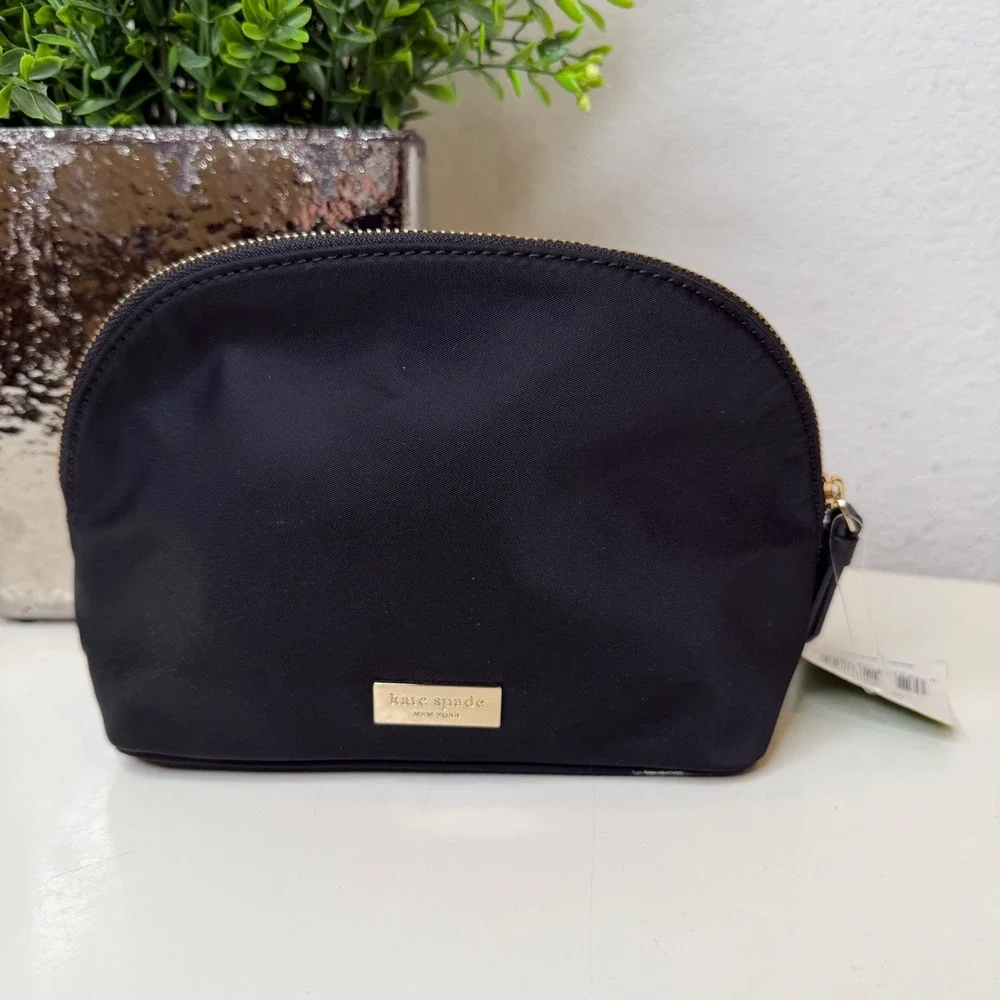 Kate Spade Cosmetic Bag Womens Black Owl Star Bright Nylon Novelty Small New